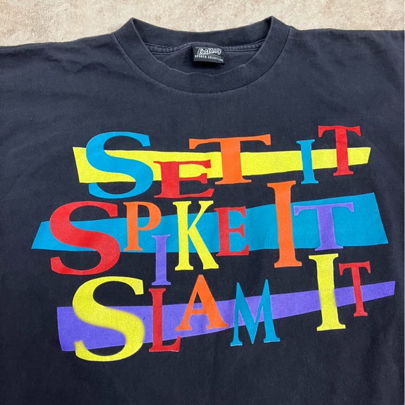 Vintage 90's Volley Ball T Shirt Front Back Graphics Single Stitch Size XL - Picture 3 of 8